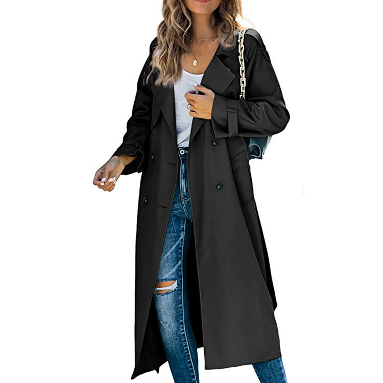 Women Elegant Oversized Style Trench Coat with Waist Belt Ivyshape