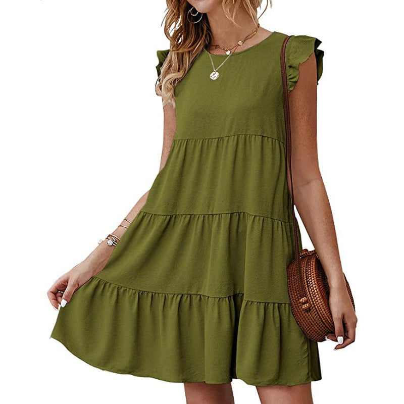 Ladies casual leisure dress in airy style with ruffle details Ivyshape