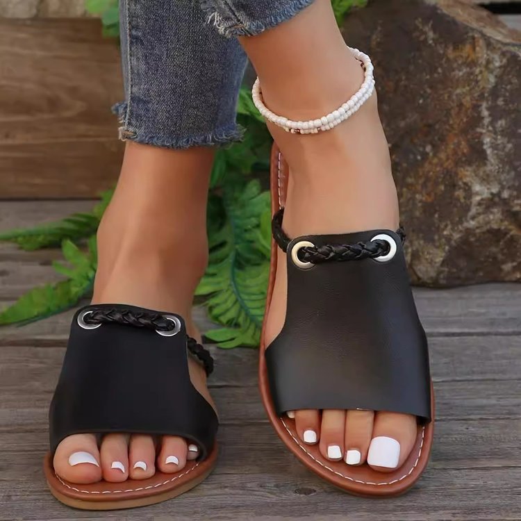 Women's Fashion Slides with Elegant Braided Details and Ergonomic Footbed Ivyshape
