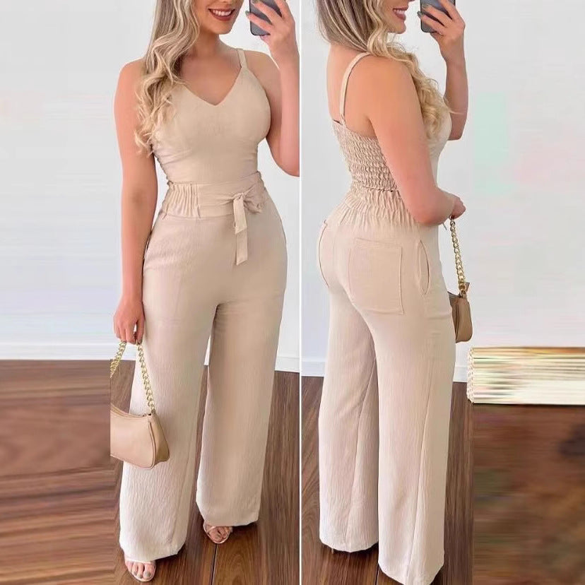 Women's jumpsuit with wide legs and belt Ivyshape