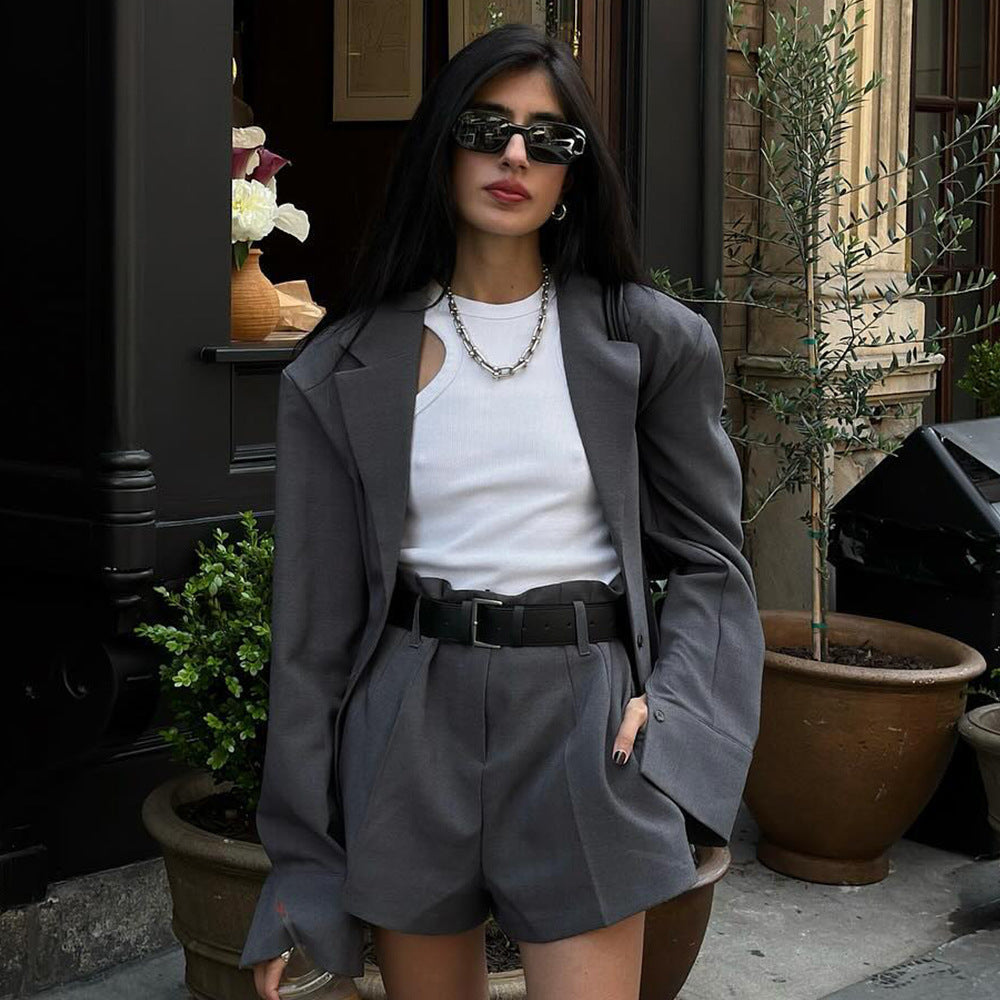 Women Fashion Blazer-Shorts Combination Ivyshape