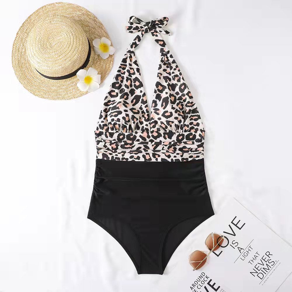 Women's One-Piece Swimsuit with Fresh Floral Pattern and High Cut Ivyshape