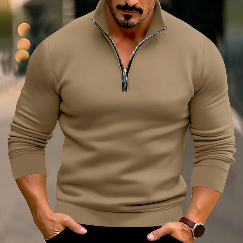 Men's knitted pullover with half zip and comfortable fit Ivyshape