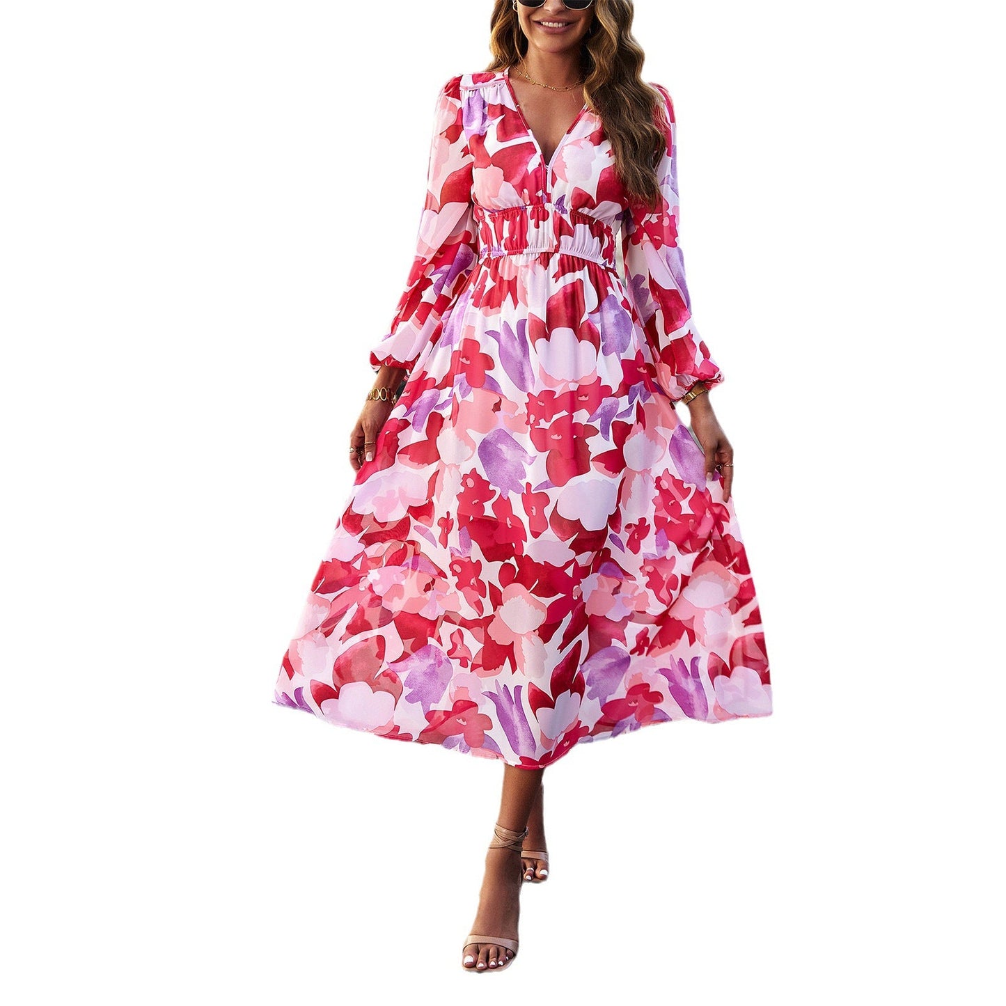 IvyShape | Holiday Casual Printed Long Dress