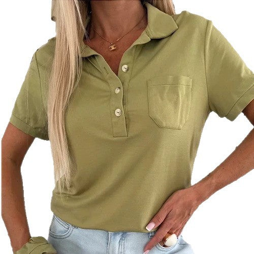 Women's polo shirt with button placket and chest pocket Ivyshape