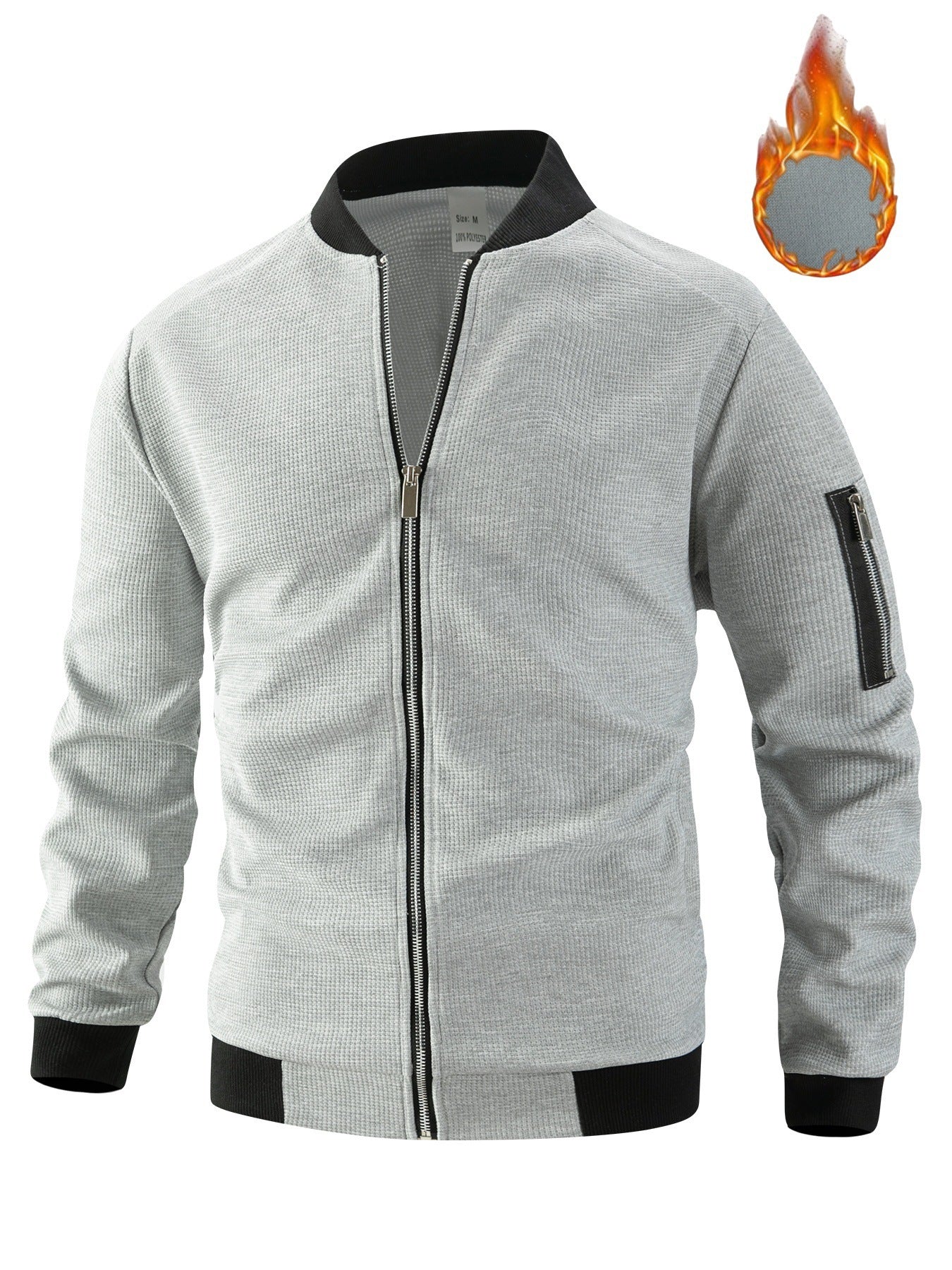 Men's sporty bomber jacket with zipper and textured design Ivyshape
