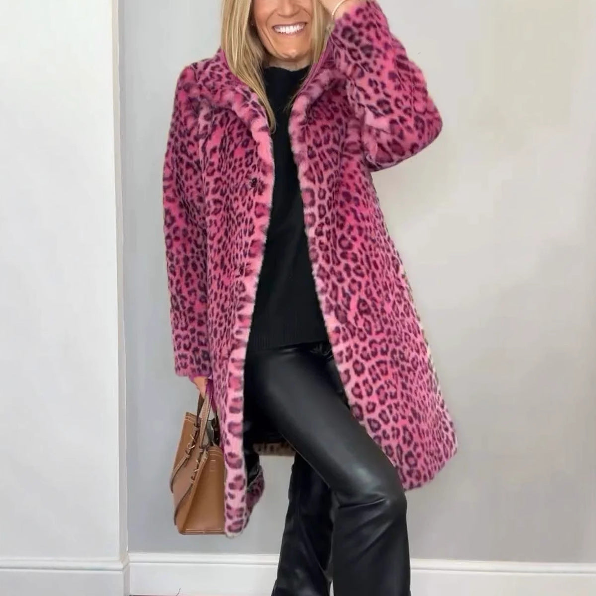 IvyShape | Leopard print plush coat