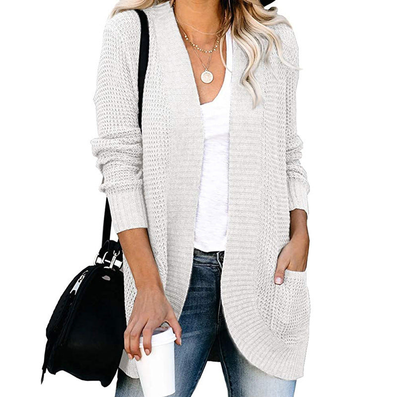 Women casual cardigan with pockets and open front Ivyshape
