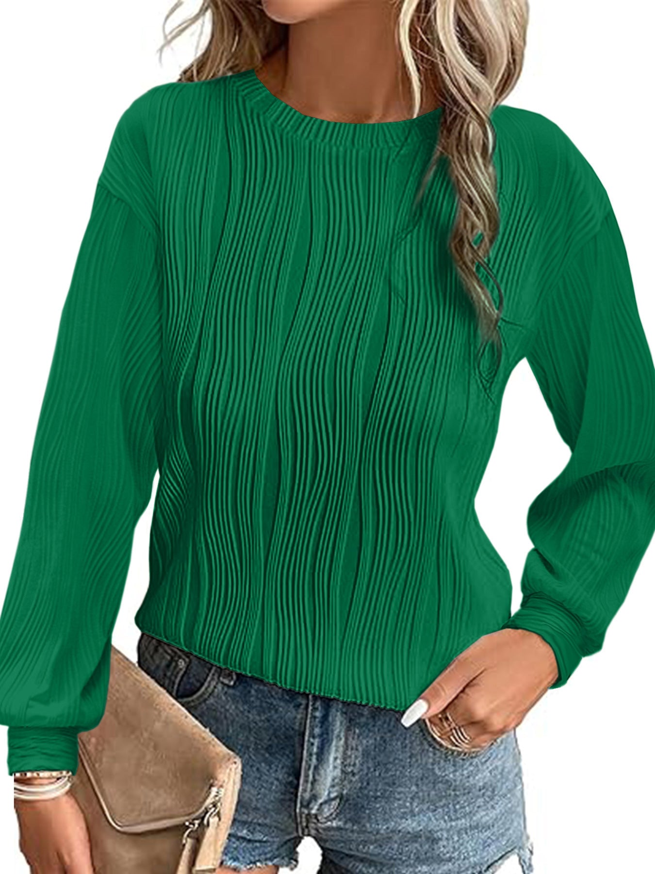 Women's pleated long-sleeve sweater Ivyshape