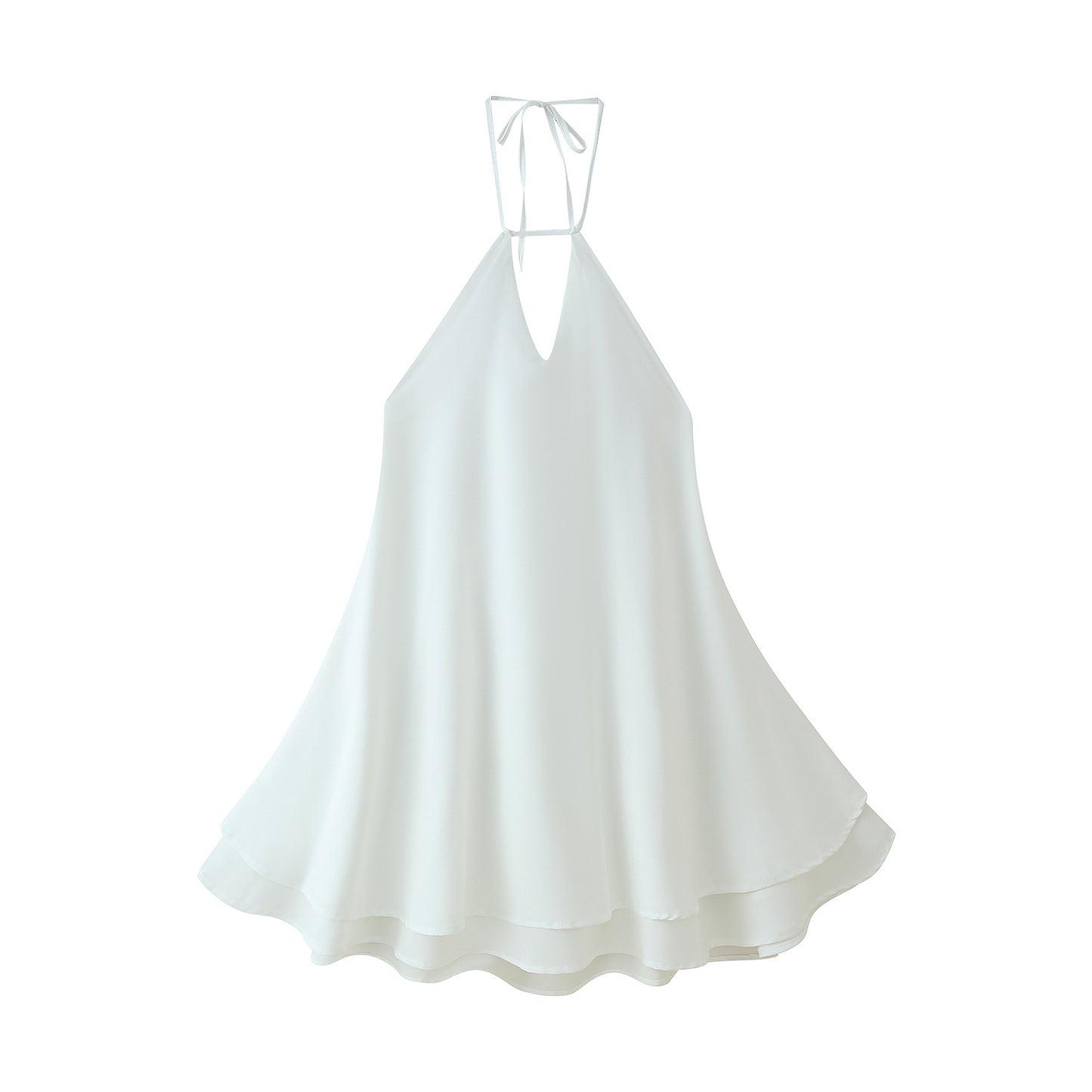 Ladies airy chiffon dress with deep V-neckline and adjustable straps Ivyshape