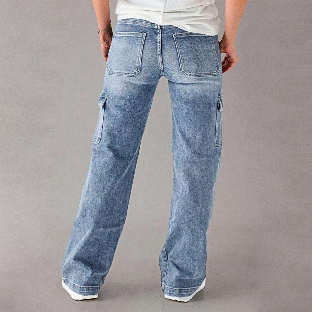 Women Cargo Jeans with a casual cut and practical pockets Ivyshape