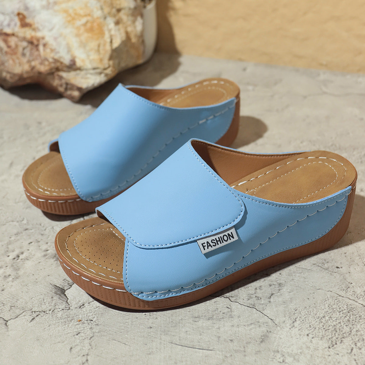 Ladies Comfortable Wedge Mules with Flexible Sole and Stylish Strap Ivyshape