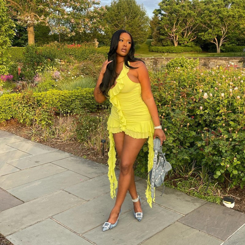 Women Figure-hugging Dress with Playful Ruffle Details Ivyshape