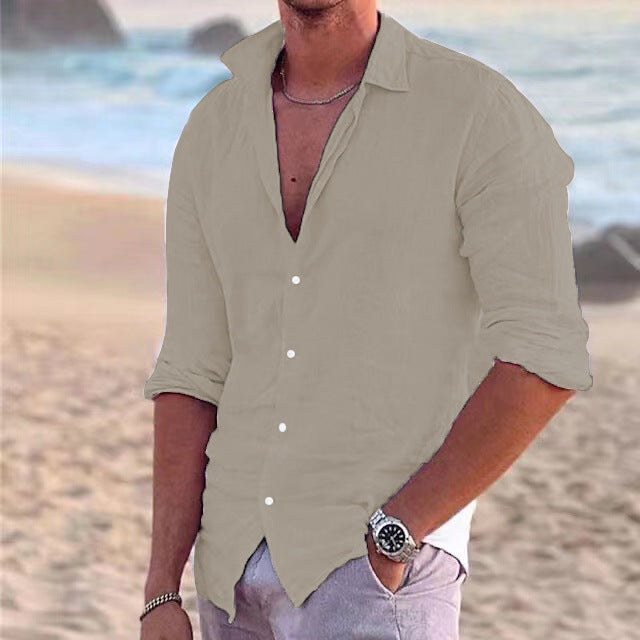 Men's Summer Linen Shirt Ivyshape