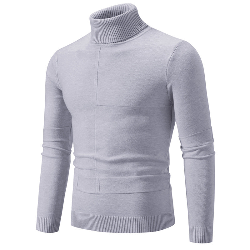 Men's elegant turtleneck sweater with modern cable pattern Ivyshape