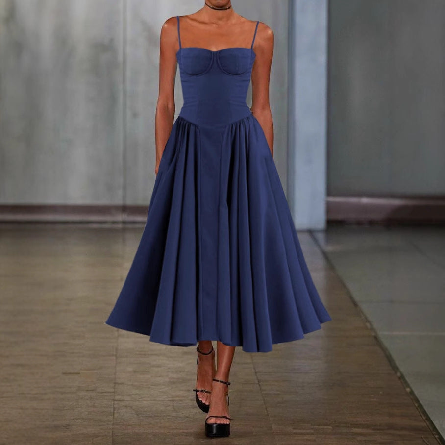 Women Elegant A-Line Midi Dress Ivyshape