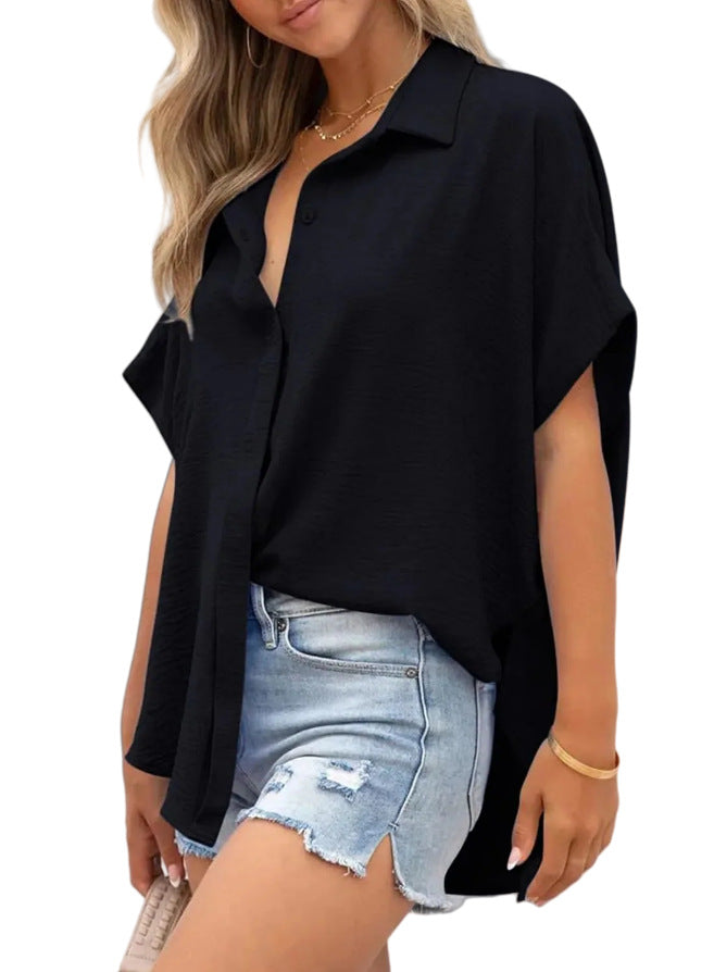 Women's Casual Oversized Blouse made of Light Cotton Blend Ivyshape