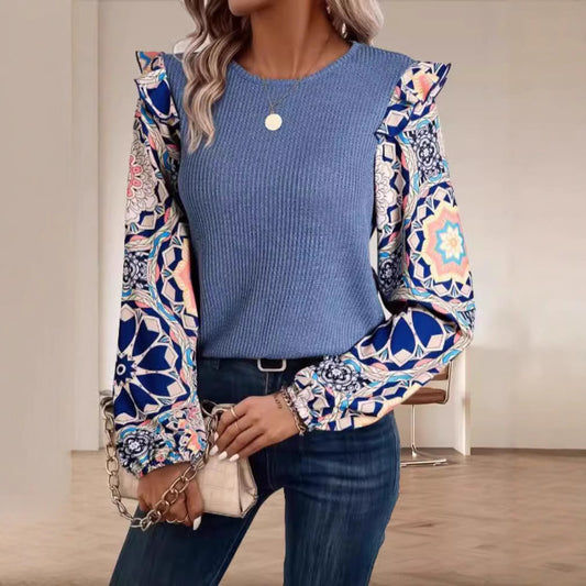 Ladies fashionable top with ruffled sleeves Ivyshape