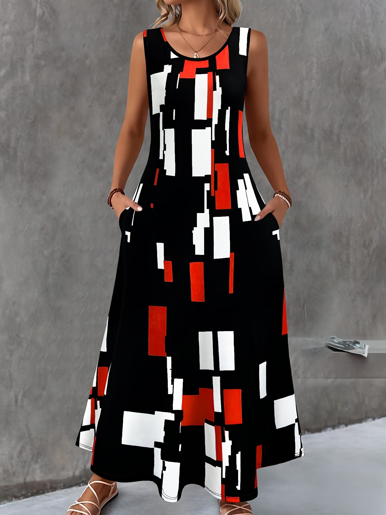 Women's maxi dress with colorful graphic design Ivyshape
