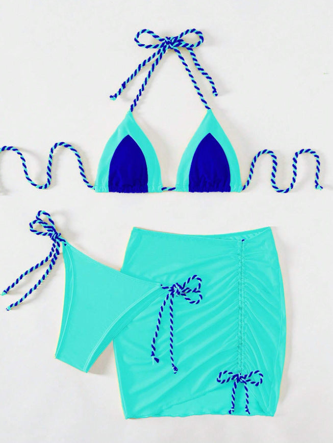 Women's bikini set with adjustable triangle top and refined skirt Ivyshape