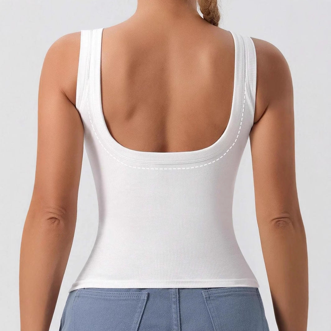 IvyShape | Backless Detachable Padded Slim-Fit Basic Camisole