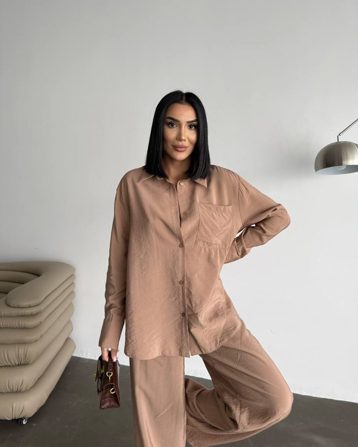 Women’s Long-Sleeved Silk Shirt with Fine Texture Ivyshape