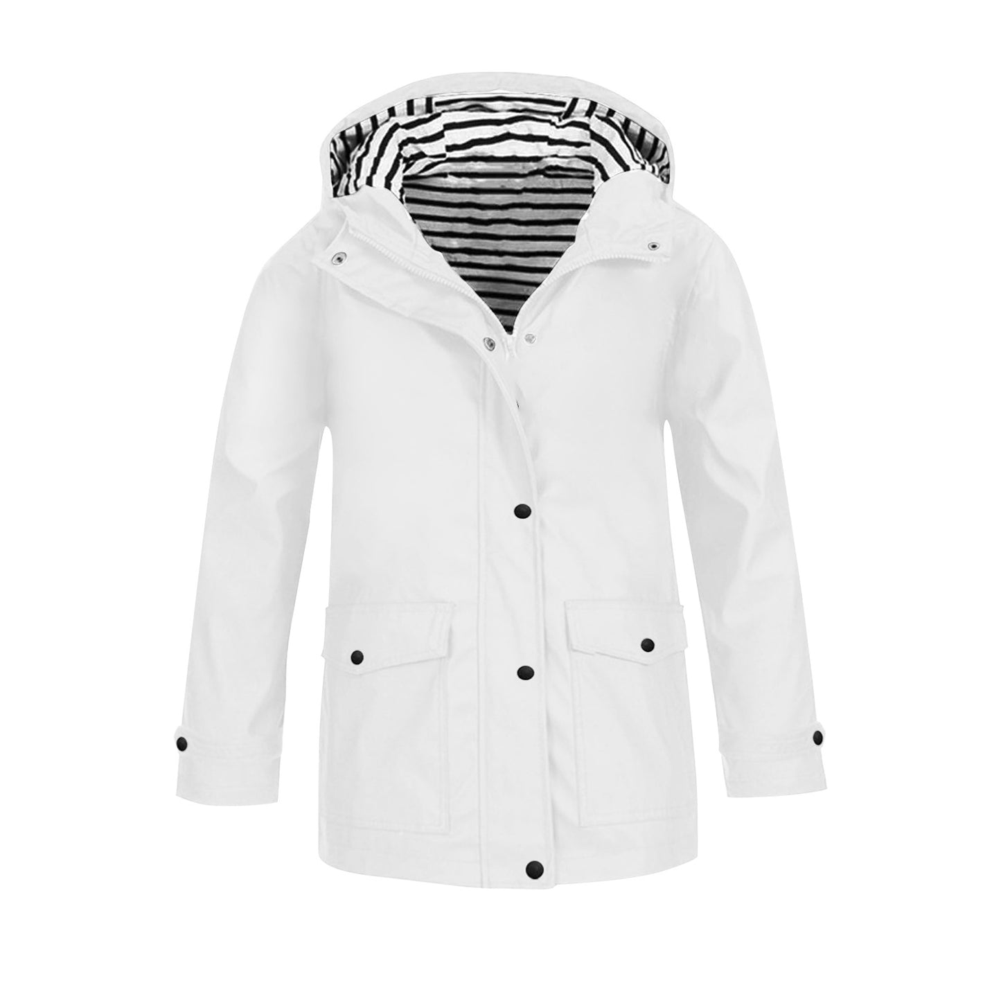 Women's jacket with practical pockets and adjustable hood collar Ivyshape
