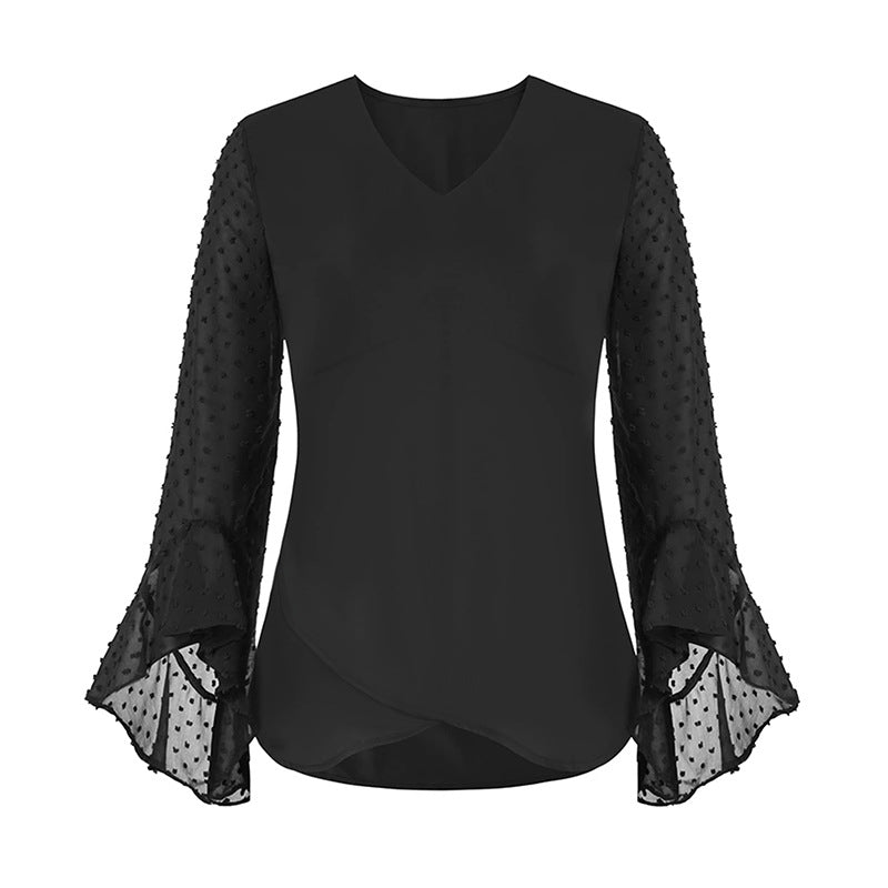 IvyShape | Chiffon Thin Shawl Sleeve Long Sleeve Top