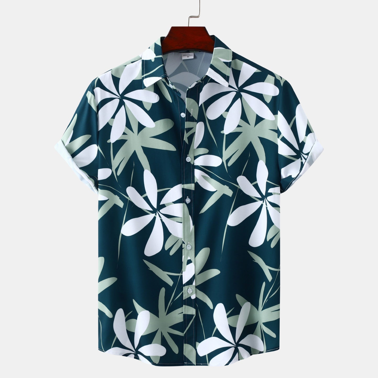 Women’s short-sleeve shirt with tropical plant motif and modern details Ivyshape