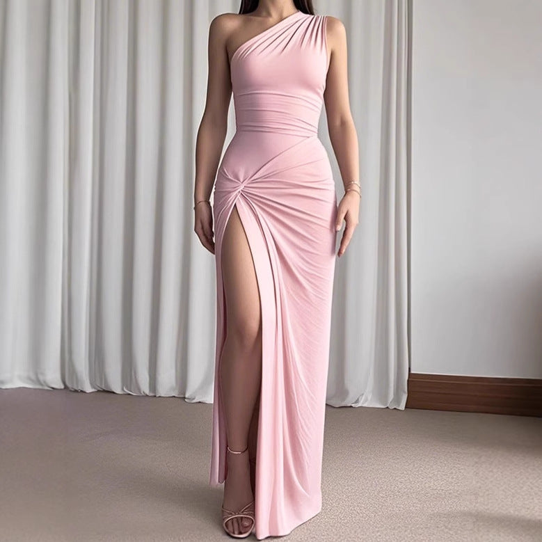 Women Elegant Wrap Maxi Dress with Asymmetrical Cut and Figure-Flattering Design Ivyshape
