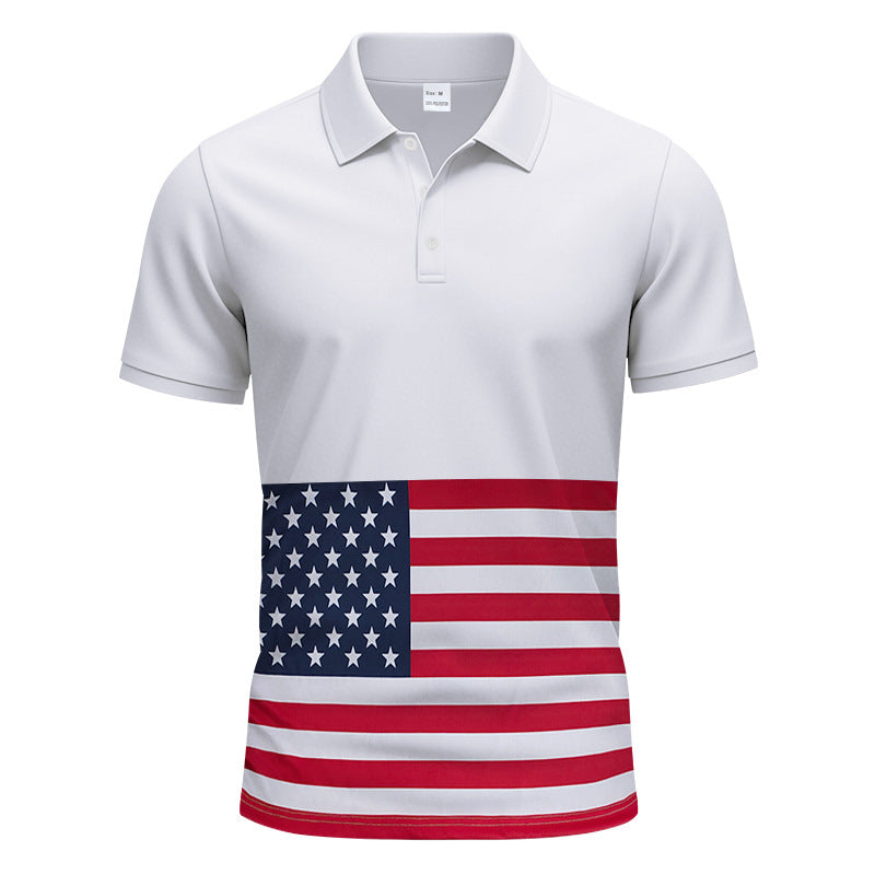 Men's polo shirt with unique flag motif and modern Ivyshape fit