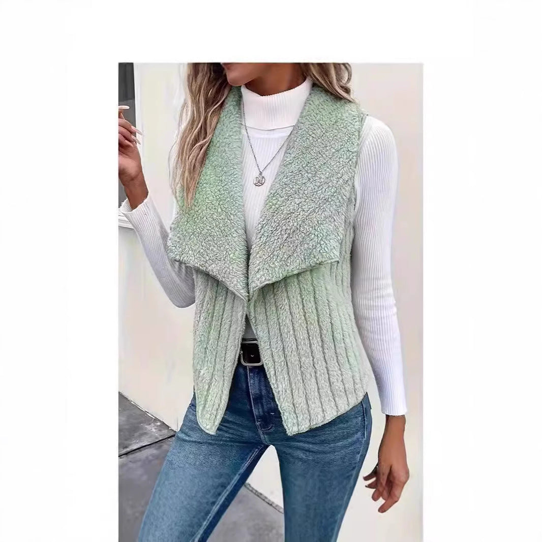 Ladies vest with soft teddy fleece and ribbed design Ivyshape