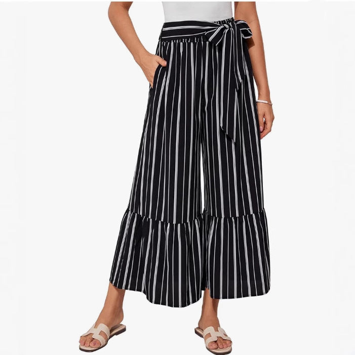 Women's wide and elegant palazzo pants with floral pattern Ivyshape