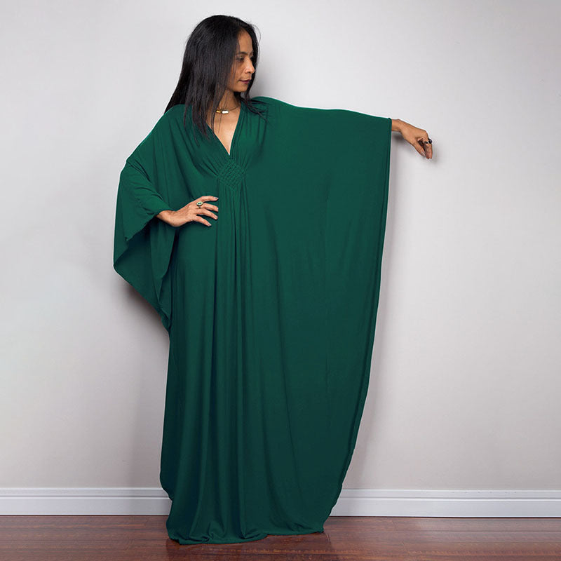 Women's maxi dress with elegant wing sleeves and V-neck Ivyshape