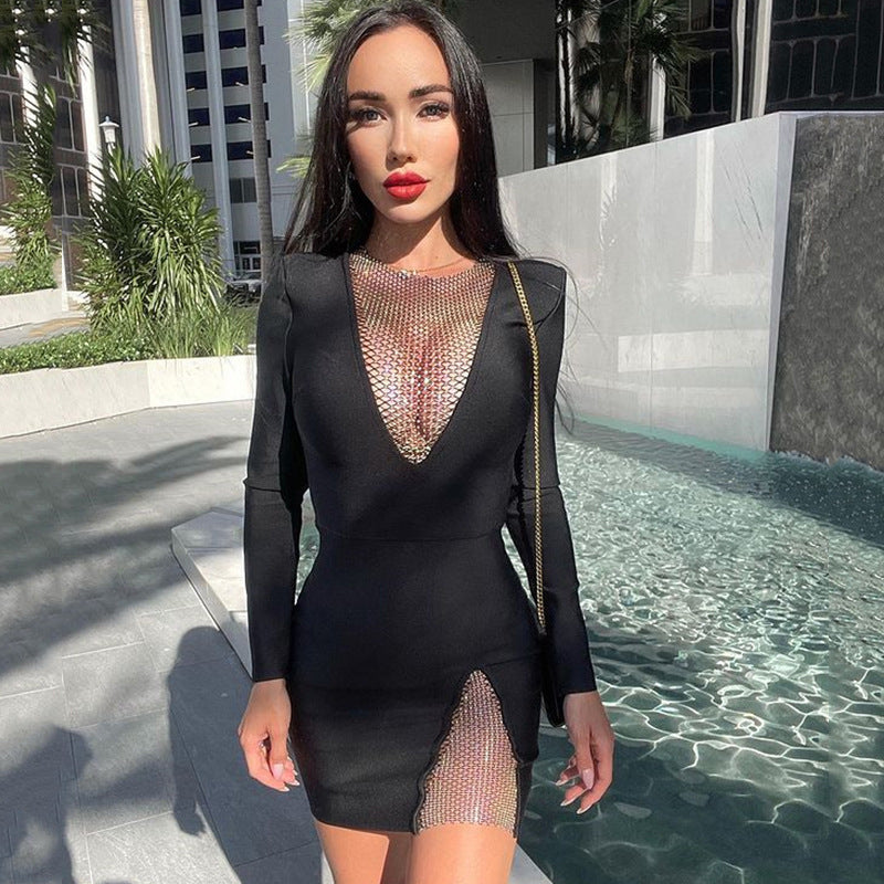 IvyShape | Sexy Tight-Fitting Bodycon Nightclub Long Sleeve Dress