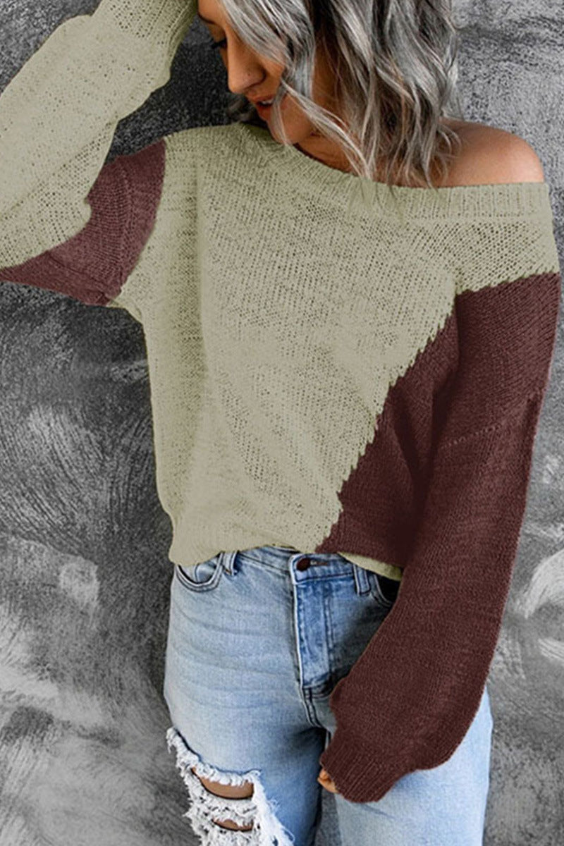 IvyShape | Elegant Color Block Knitted Pullover