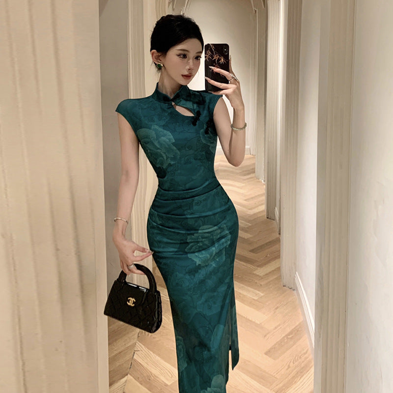 IvyShape | Slim Fit Mid-Length Qipao Dress