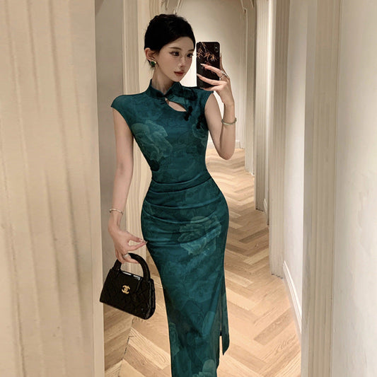 IvyShape | Slim Fit Mid-Length Qipao Dress