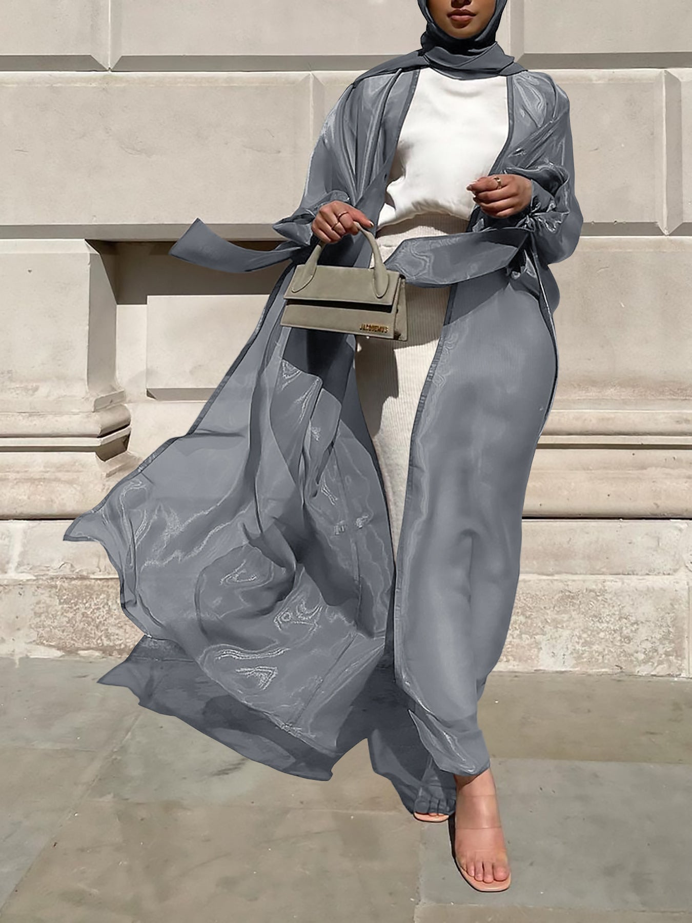 Ladies Airy Kimono Jacket with Filigree Design and Wide Sleeves Ivyshape