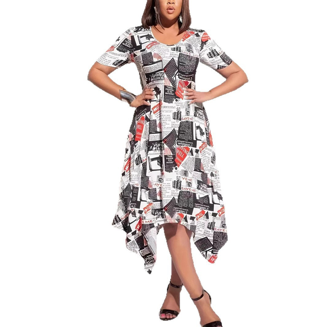 Women Graphic Print High-Low Dress Ivyshape