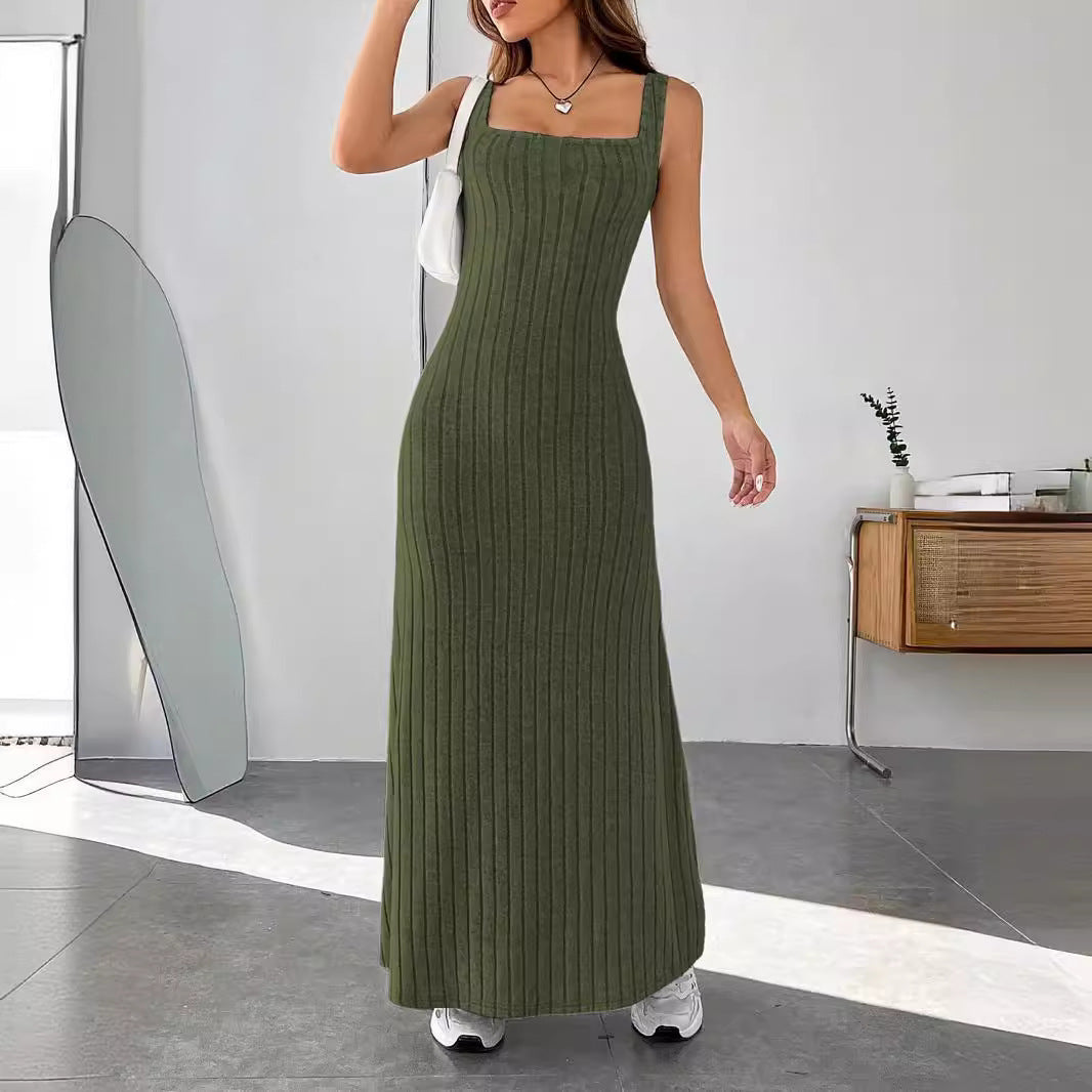 IvyShape | Casual Spaghetti Strap Style Long Dress for Women