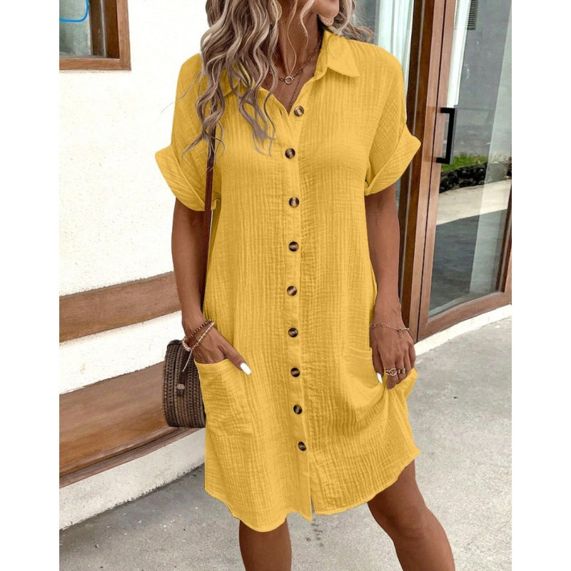 Women's Button Closure Shirt Dress Ivyshape
