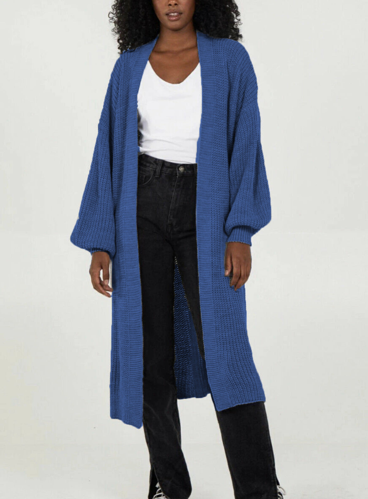 Ladies long cardigan with a casual oversized fit and voluminous sleeves Ivyshape