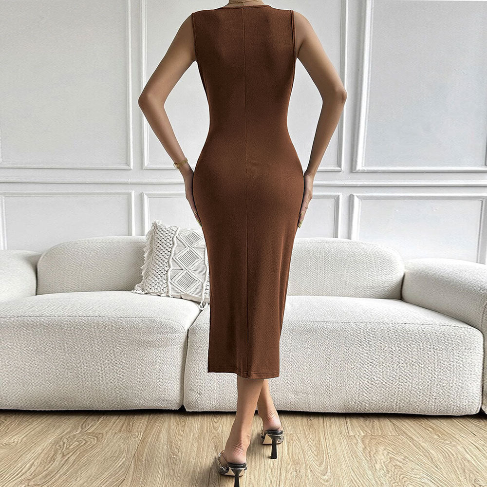 IvyShape | Waist-Hugging Bodycon Sleeveless Dress