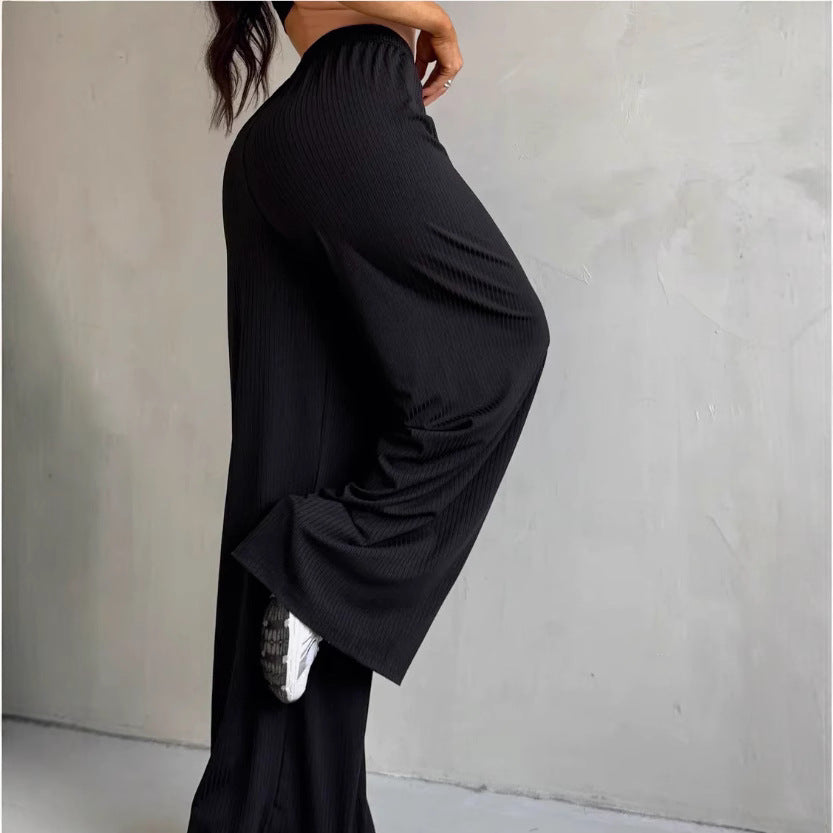Women's wide pleated trousers with elastic waistband Ivyshape