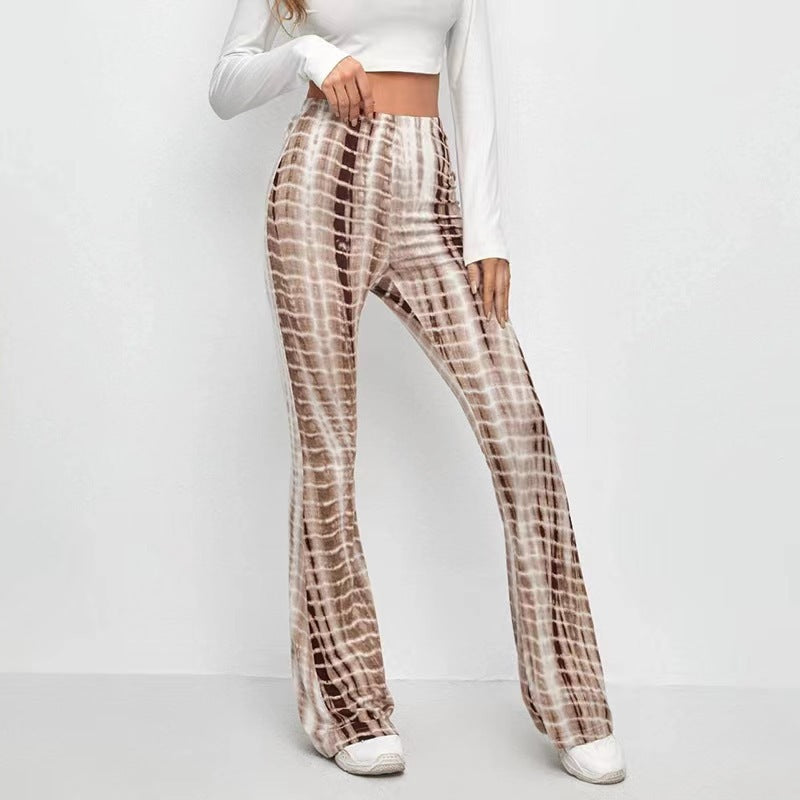 Ivyshape | Tight Retro Print Bootleg Pants