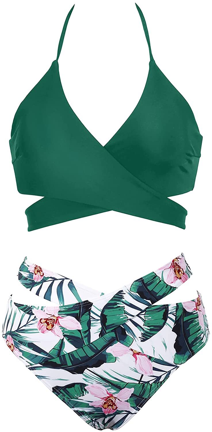 Women's bikini set with trendy wrap top and high-waisted bottoms Ivyshape
