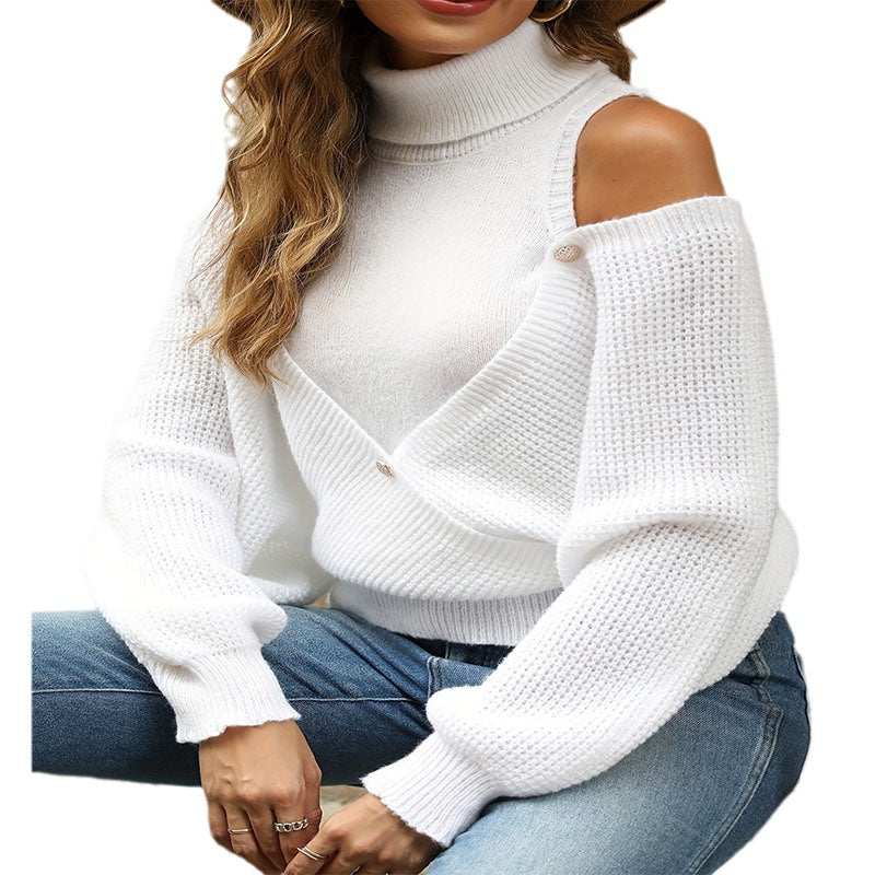 IvyShape | Off-Shoulder Solid Color Knit Blouse