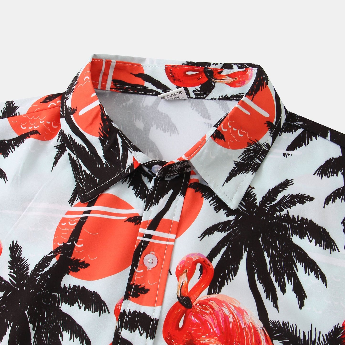 Men's short-sleeve shirt with tropical flamingo print and lightweight fabric Ivyshape