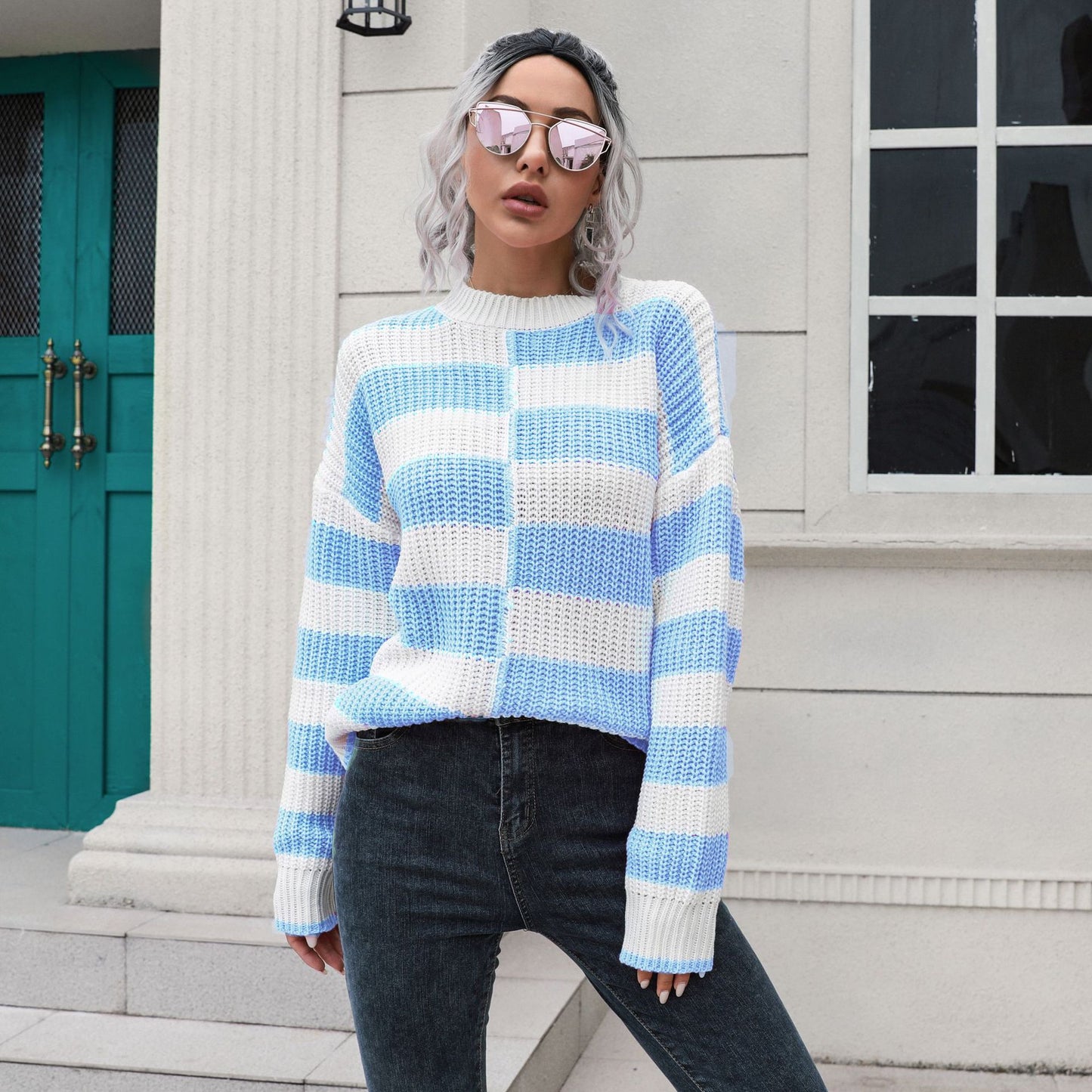 Women Casual Striped Sweater with Soft Material and Casual Cut Ivyshape